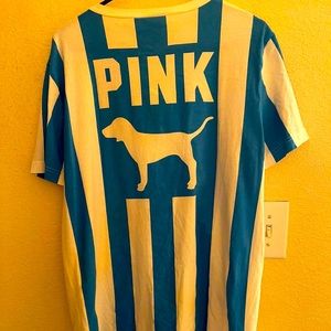 New Rare VS Pink Doggie tie stripped shirt